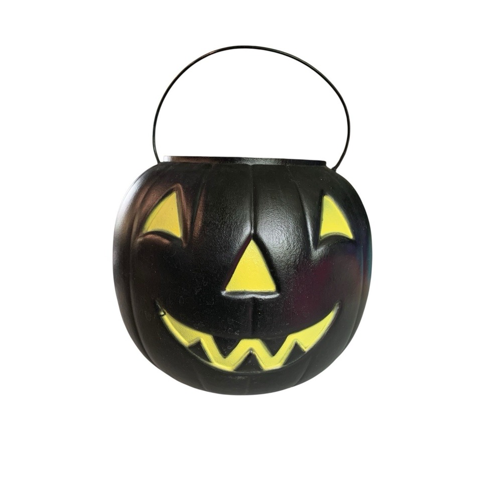 General Foam Plastics Big Jack Pumpkin Pail Black Yellow Vintage Candy Bucket